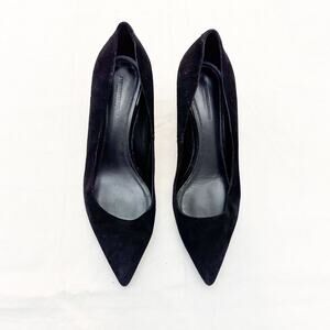 Alexander Wang Black Suede Leather Pointy Toe Kitten Heel Size 39 Italy